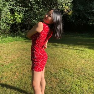 Red cotton mini dress